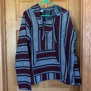 Grey and maroon “rug”